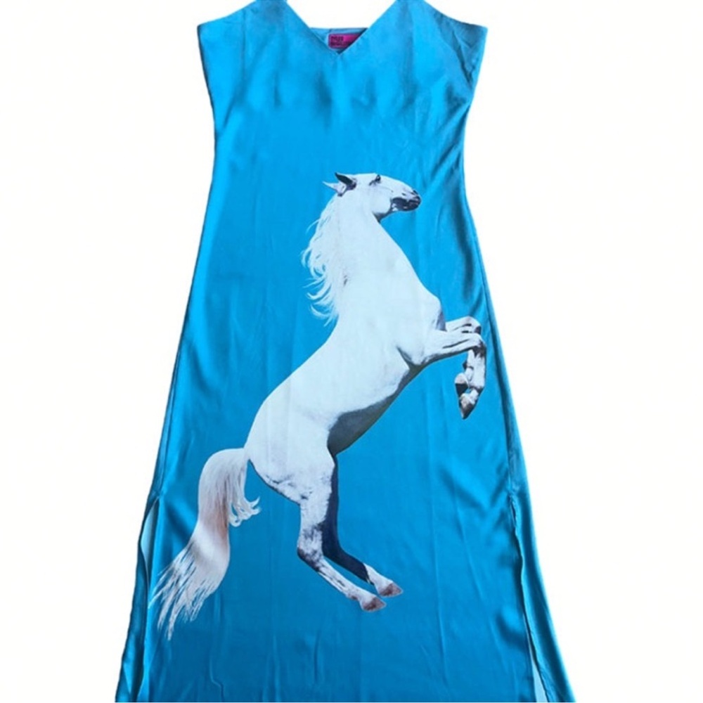 Tyler Mcgillivary Blue Slip Dress with Unicorn Size Small Medium or XL choose - Picture 4 of 6